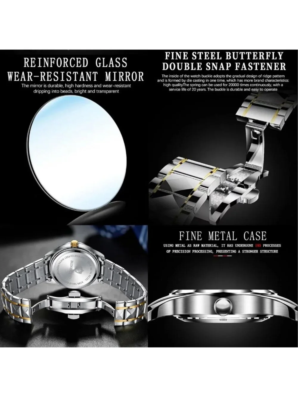 Luminous Waterproof Couple Watches Set for Him & Her - Gold & Silver Quartz